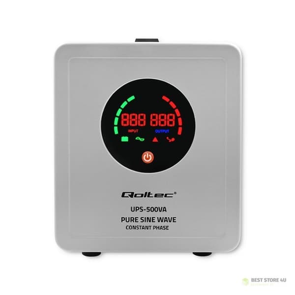 QOLTEC REN SINUSBØLGE UPS | 500VA | 350W | FASTFASE | GRÅ
