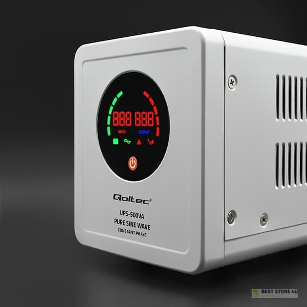 QOLTEC REN SINUSBØLGE UPS | 500VA | 350W | FASTFASE | GRÅ