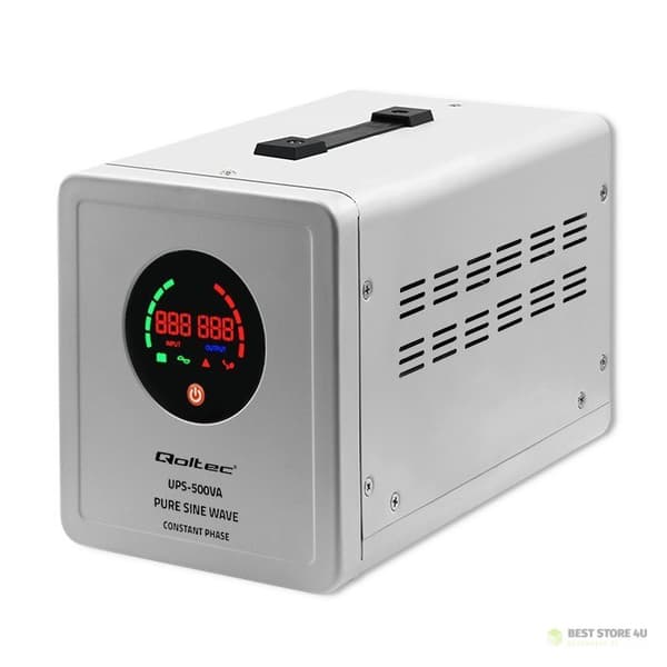 QOLTEC REN SINUSBØLGE UPS | 500VA | 350W | FASTFASE | GRÅ