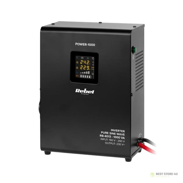 Rebel POWER-1000 Vægmonteret nødstrømsforsyning - ren sinuskurvekonverter med ladefunktion 12V 230V 100