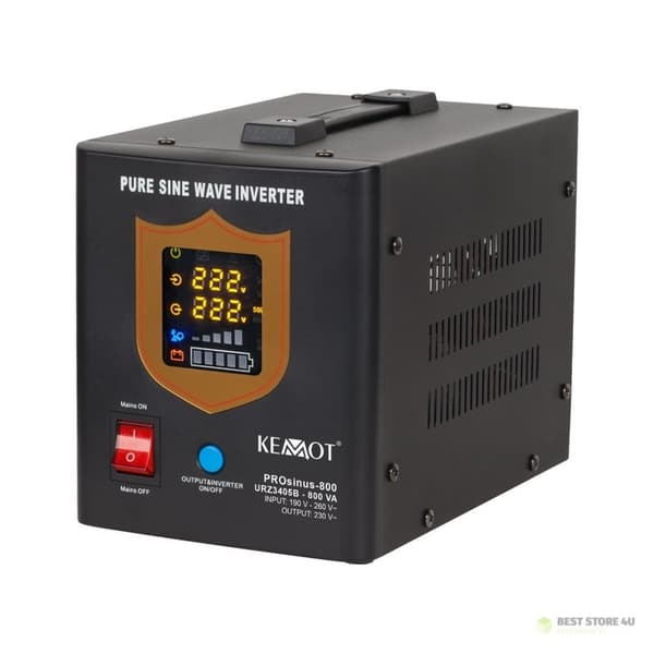 Nødstrømforsyning KEMOT PROsinus-800 URZ3405B konverter med ren sinusbølge og ladefunktion 12V 230V 800V