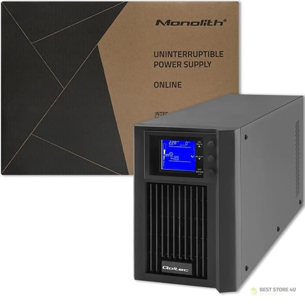 QOLTEC UPS ONLINE NØDSTRØMFORSYNING | REN SINUSBØLGE | 2 KVA | 1,6 KW | LCD | USB