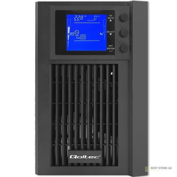 QOLTEC UPS ONLINE NØDSTRØMFORSYNING | REN SINUSBØLGE | 2 KVA | 1,6 KW | LCD | USB