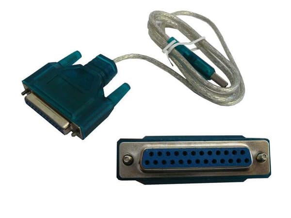 LPT IEEE1284 parallell till USB-omvandlarsladd med hona DB25-uttag. Längd 1,2M
