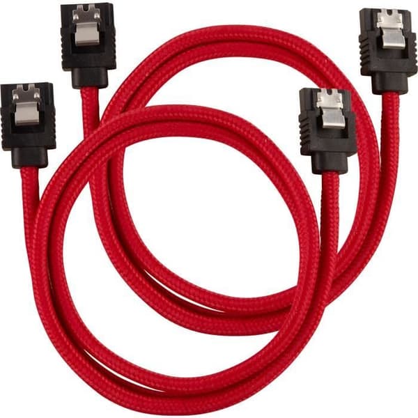 CORSAIR Premium SATA 6 Gbps mantlad kabel Röd - 60 cm rak - (CC-8900254)