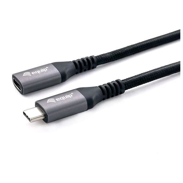 Utrusta 128371 USB 3.2 Gen 2 C till C M-F förlängningskabel 1,0m 4K-60Hz 10Gbps Svart