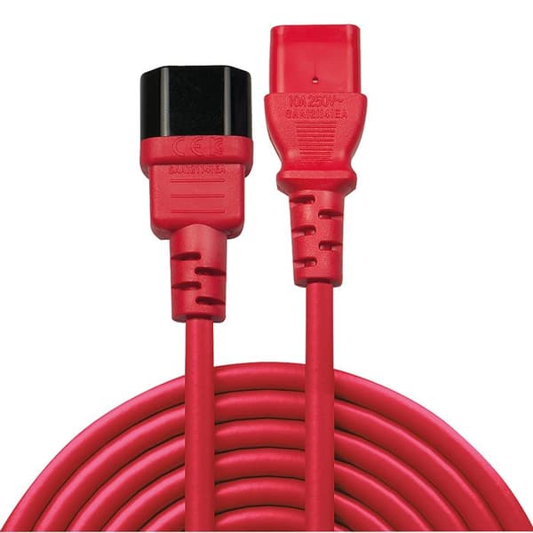 Lindy Förlängningskabel IEC 60320 C13 för IEC 60320 C14 50 cm gjuten röd