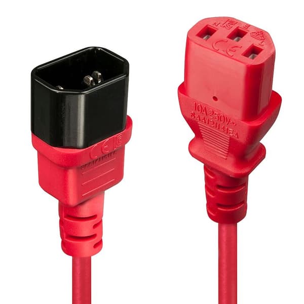 Lindy Förlängningskabel IEC 60320 C13 för IEC 60320 C14 50 cm gjuten röd