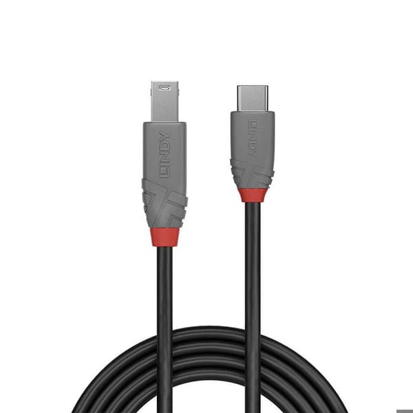 USB-kabel - Lindy - Anthra Line - USB-C (H) - USB Type B (H) - 2,0m - Svart