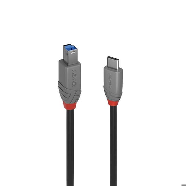 USB-kabel - Lindy - Anthra Line - USB-C (H) - USB Type B (H) - 2,0m - Svart
