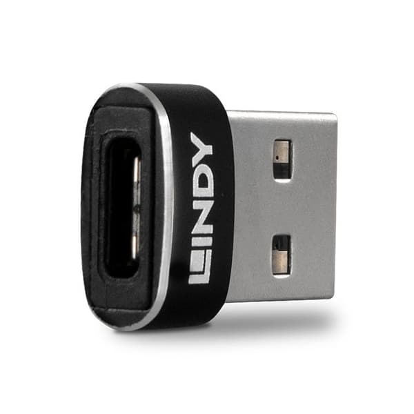 USB 2.0-adapter - LINDY - Typ A hane till Typ C hona - 480 Mbit/s - Nickelled, guldpläterade kontakter