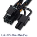 Miniatyrbild 4 av 4: OCIODUAL Aisens A131-0165 Dubbel Molex PCIe grafikkort Strömkabel 4-stift till 6+2-stift PCI Express PC-adapter