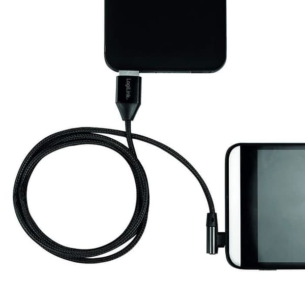 Logilink USB 2.0-kabel 90° vinklad USB (Typ A) till USB (Typ C) Svart 1 m - CU0138