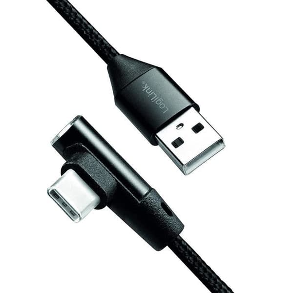 Logilink USB 2.0-kabel 90° vinklad USB (Typ A) till USB (Typ C) Svart 1 m - CU0138