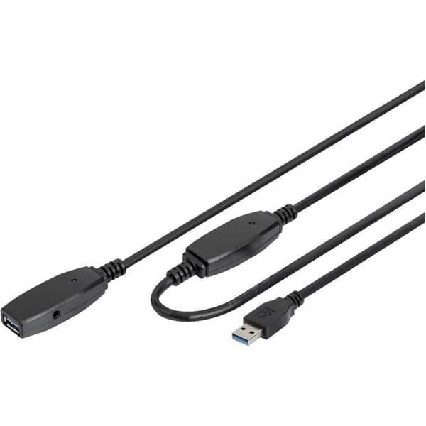 Digitus USB-kabel USB 3.2 Gen1 (USB 3.0) USB-A hane, USB-A hona 20,00 m svart skärmad, dubbelskärmad DA-73107