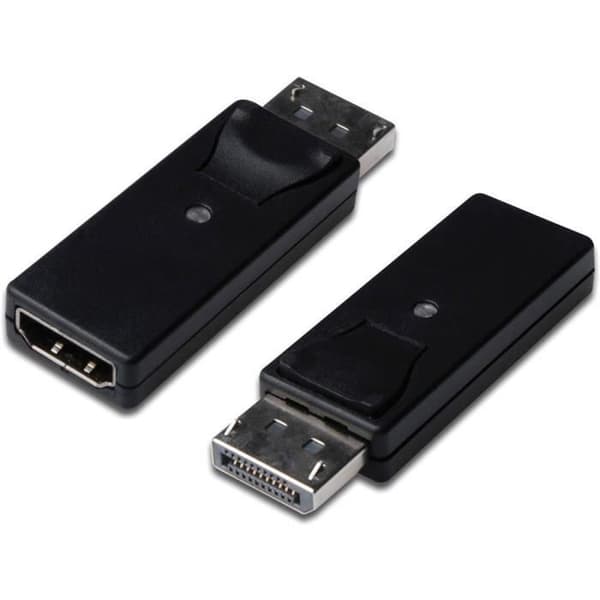 Digitus DisplayPort - HDMI-adapter [1x DisplayPort hane - 1x HDMI hona] svart dubbel skärmning, låsbar, HDMI-kompatibel