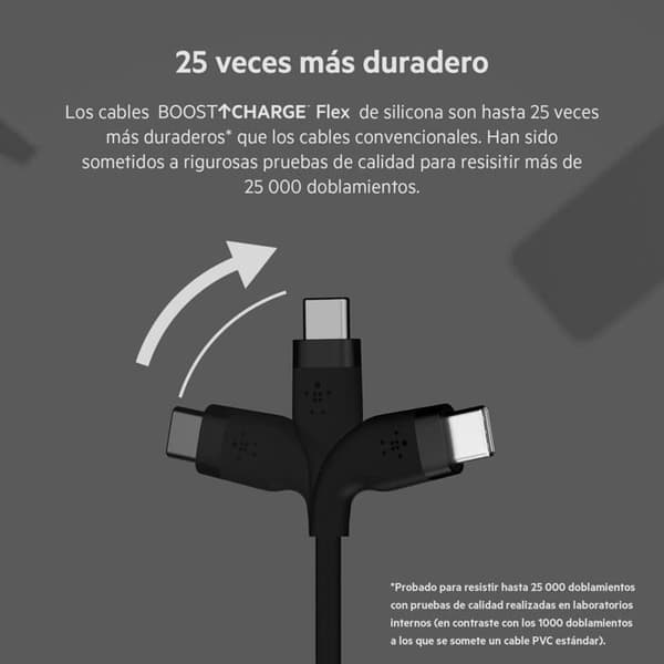 Belkin USB-C till USB-C silikonkabel - svart - 3 m