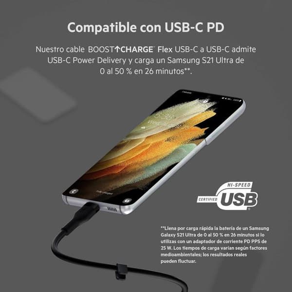Belkin USB-C till USB-C silikonkabel - svart - 3 m