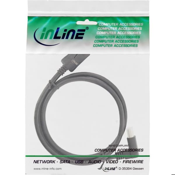 INLINE® DISPLAYPORT 1.4 8K4K NEDERVINKAD KABEL SVART-GULD 1 M 171