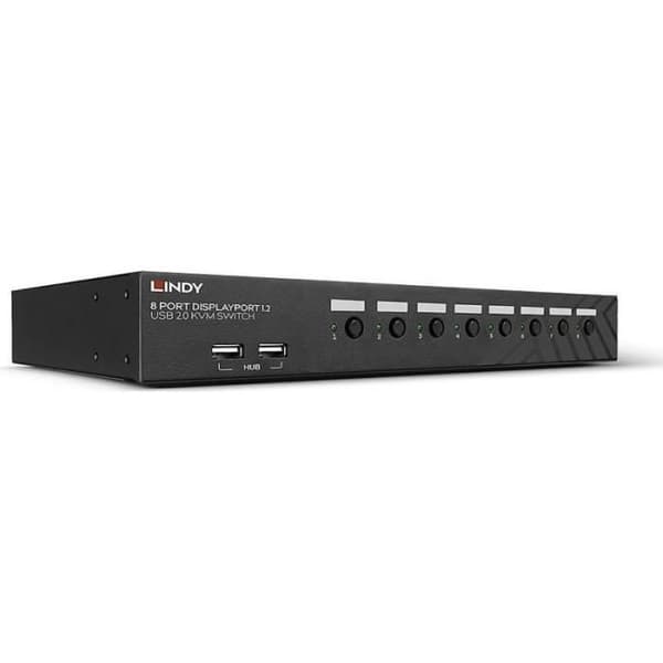 KVM/Ljudomkopplare - Lindy - 39540 - 8 x DisplayPort - Ljud - USB - Rackmonterbar