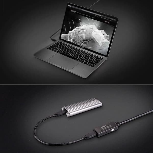 Aktiv USB-kabel - LINDY - 20,00 m - USB 3.2 Gen1 - USB-A hane till USB-C hona - Svart