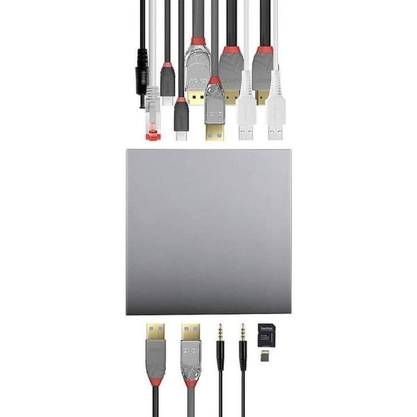 USB-C dock - LINDY - 43378 - 3 skärmar - Aluminium - 4K 60Hz