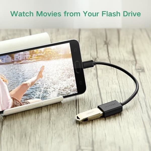 UGREEN USB Hona till Micro USB Hane Adapterkabel - Samsung, Huawei, Sony - Svart - Skärmad - 10 cm