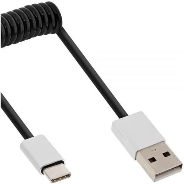 InLine 35876, 0,5 m, USB A, USB C, 2.0, hane-hane, aluminium, svart