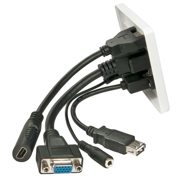 Plattformsmulti AV - LINDY - Vit - HDMI, USB Typ A, VGA - Mini-stereo 3,5 mm - Väggmontering