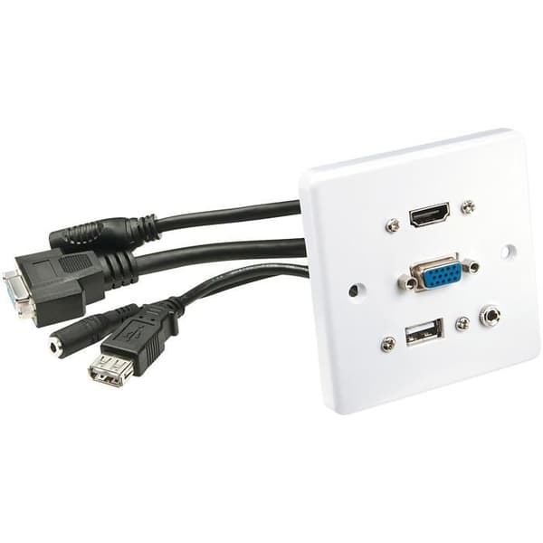 Plattformsmulti AV - LINDY - Vit - HDMI, USB Typ A, VGA - Mini-stereo 3,5 mm - Väggmontering