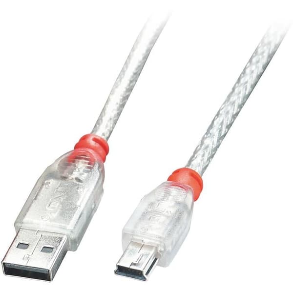 LINDY USB 2.0 A till Mini-B-kabel - Transparent - 1m