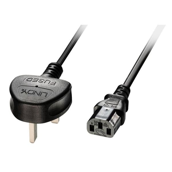 Lindy Strömkabel BS 1363A (M) för IEC 60320 C13 3 m gjuten svart UK