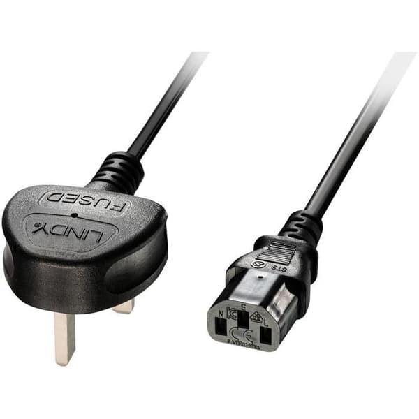 Lindy Strömkabel BS 1363A (M) för IEC 60320 C13 3 m gjuten svart UK
