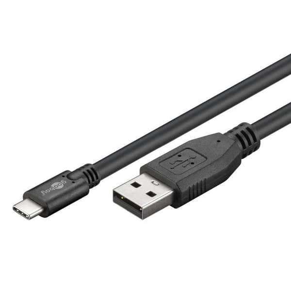 Goobay 55469, 3 m, USB C, USB A, 2.0, 480 Mbit-s, svart