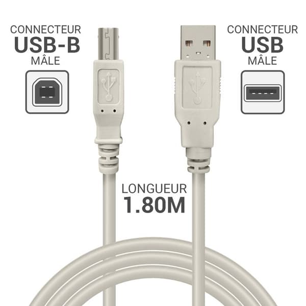 USB-kabel för skrivare - Okänt märke - 1.8m - USB 2.0 - Svart
