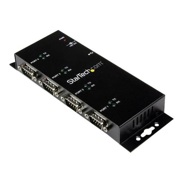STARTECH.COM 4-ports USB till seriell DB9 RS232 Adapter Hub - Industriell DIN-skena montering och väggfäste - Seriell adapter - USB 2.0