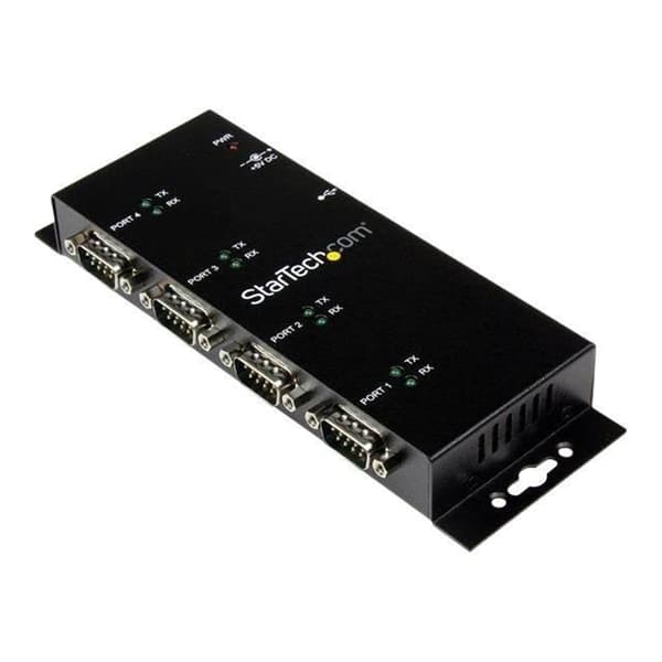 STARTECH.COM 4-ports USB till seriell DB9 RS232 Adapter Hub - Industriell DIN-skena montering och väggfäste - Seriell adapter - USB 2.0