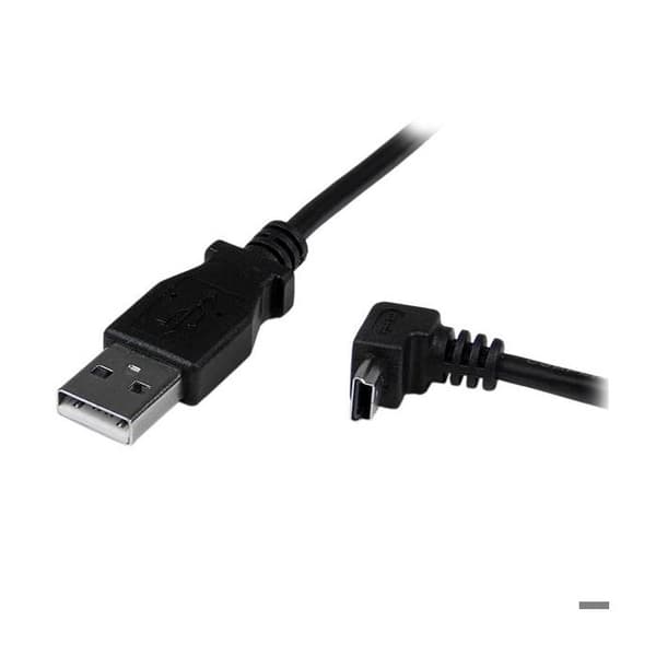 Mini USB-A till Mini B-kabel vinklad 90° nedåt - STARTECH - 2m - Dubbelskärmad - 90 graders kontakt