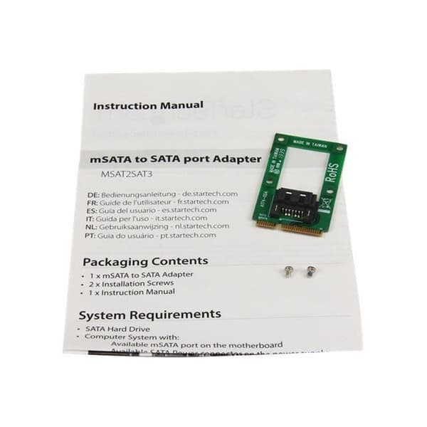 mSATA till SATA-adapter - STARTECH - MSAT2SAT3 - 6 Gb/s - Röd - Intern