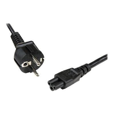 1m Schuko CEE7 till C5 nätsladd - 1m Schuko CEE7 till C5 Cloverleaf nätsladd - M/F - Svart