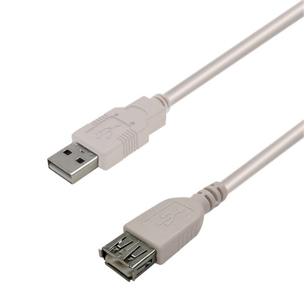 Förlängning USB 2.0-kabel 5,00 m Waytex 11350 Hane A till Hona A, Grå för skrivare, mus, tangentbord och valfri USB-enhet