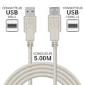 Miniatyrbild 2 av 3: Förlängning USB 2.0-kabel 5,00 m Waytex 11350 Hane A till Hona A, Grå för skrivare, mus, tangentbord och valfri USB-enhet