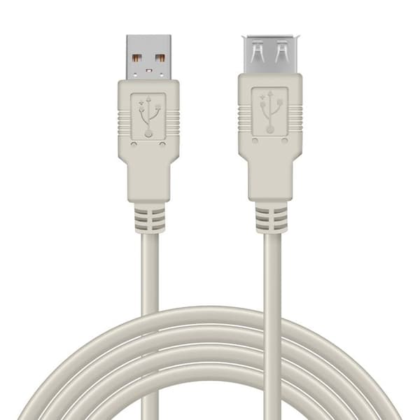 Förlängning USB 2.0-kabel 5,00 m Waytex 11350 Hane A till Hona A, Grå för skrivare, mus, tangentbord och valfri USB-enhet