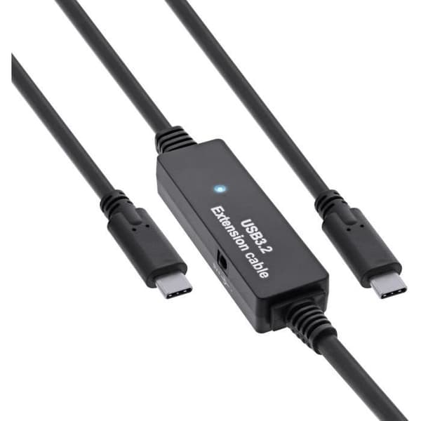 InLine Aktiv kabel USB 3.2 Gen.1 - USB-C hane till USB-C hane - Adapterkabel med signalförstärkning - Förlängning lo
