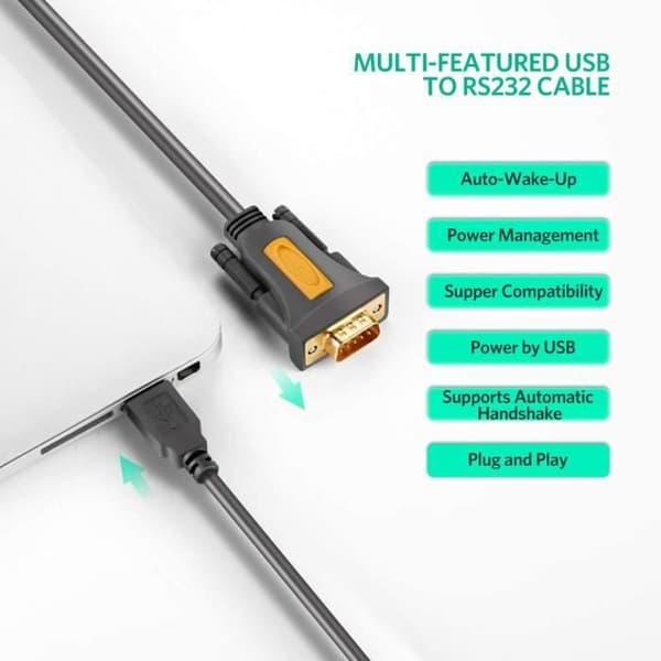 UGREEN USB RS232 DB9 seriekabel USB hane till RS232 hane-adapter, 1M