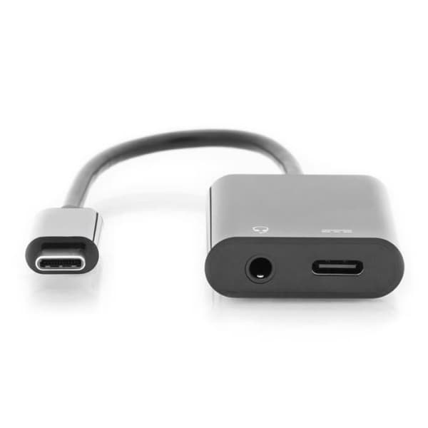 Digitus AK-300400-002-S, USB 3.0 (3.1 Gen 1) Typ-C, 3.5 mm, USB 3.0 (3.1 Gen 1) Typ-C, Svart, Svart, 0,2 m, 5 A