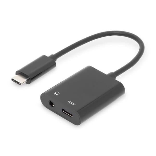 Digitus AK-300400-002-S, USB 3.0 (3.1 Gen 1) Typ-C, 3.5 mm, USB 3.0 (3.1 Gen 1) Typ-C, Svart, Svart, 0,2 m, 5 A