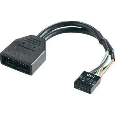 Intern USB-adapter - SilverStone - G11303050-RT - USB 3.0 till USB 2.0 - Svart - 19 stift till 9 stift