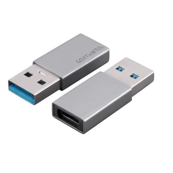 4SMARTS-PAKET MED 2 PASSIVA USB-A 3.0 TILL USB-C-ADAPTERS 540275 Grå