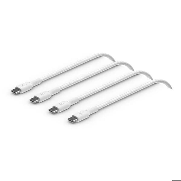Belkin flätad PVC-kabel 1x2 1m USB-C till USB-C vit - Snabbladdning